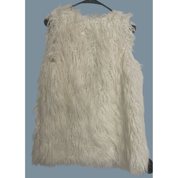 Black Swan Womenws Faux Fur Cream Vest M Boho Hippie Warm - Picture 3 of 6
